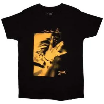 Pánské oblečení Merch Tupac: Tupac Unisex T-shirt: Fingers Orange Tone (small) S