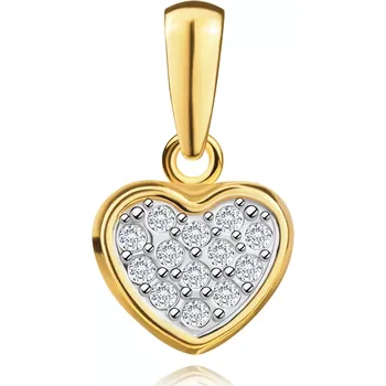 Přívěsek Přívěsek ze směsového zlata 585 - srdce s čirými zirkony, maltézský kříž