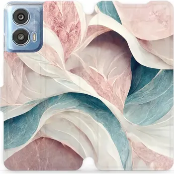 Pouzdro na mobilní telefon Flipové pouzdro Mobiwear - Motorola Moto G24 / Moto G04 - VP33S Růžový a zelenkavý mramor (Knížkové flip pouzdro, obal, kryt na mobil Motorola Moto G24 / Moto G04 - VP33S Růžový a zelenkavý mramor, materiál Umělá kůže + TPU - ochrana 360°, stojánek,)