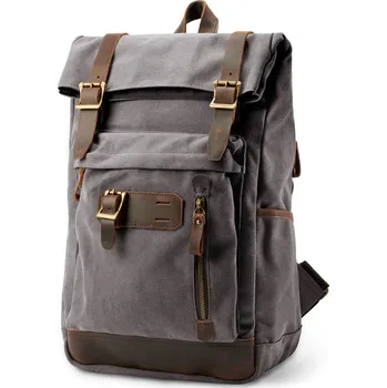 Sportovní batoh Robustní grafitový batoh z&nbsp;plátna a kůže ve vintage stylu - Delton Bags