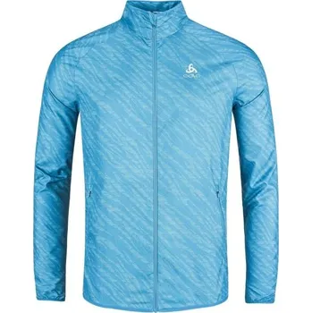 Běžecké oblečení Pánská běžecká bunda Odlo ESSENTIAL LIGHT PRINT S Modrá, Bílá