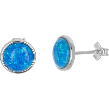 Náušnice Argento 67194 Stříbrné náušnice - modrý kulatý syntetický opál