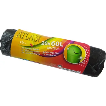 Pytle na odpadky Odpadový pytel černý 60 l 60x72, 20ks/role