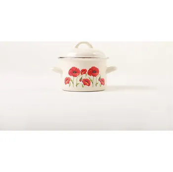 Hrnec Metalac Mák, hluboký smaltovaný hrnec s poklicí 18 cm, 3 l