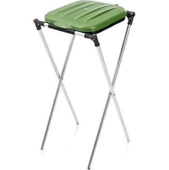 Venkovní odpadkový koš Jedno-stojan na pytel s plastovým víkem – zelený