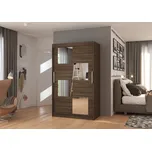Skříň s posuvnými dveřmi a zrcadlem 120 cm - Lugano Barva: Choco