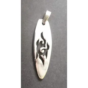 Přívěsek Destička ve tvaru lístku s ornamentem - ocelový přívěsek