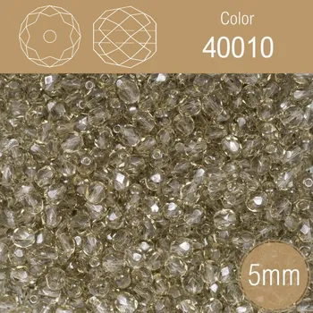 Korálek Korálky BROUŠENÉ 5mm. Barva 40010. Průhledná kouřová. Balení 80Ks.