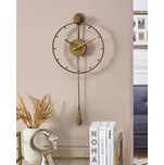 Nástěnné hodiny s kyvadlem, kovové, barva starého zlata Ø 31 cm, vintage Beliani