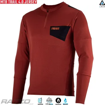 cyklistický dres Dres na kolo Leatt MTB Trail 4.0 Jersey Lava 2023 XXL