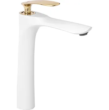 Vodovodní baterie Rea Orbit, vysoká umyvadlová baterie, bílá - zlatá, REA-B2053