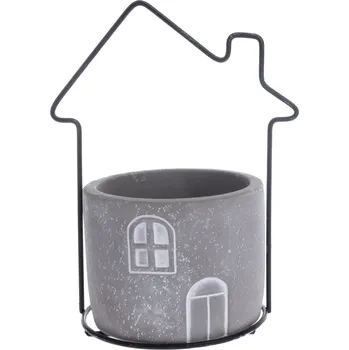 Biokrb Betonový obal na květináč House šedá, 15 x 19,5 x 11,5 cm