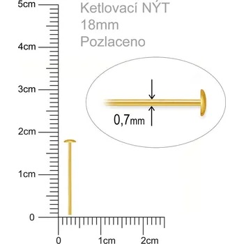 Korálek Ketlovací NÝT velikost 18mm. Barva zlatá.