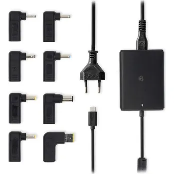 Notebook Nedis NBAU100110BK Napájecí adaptér, univerzální, 5–20V, 3–5A, 100W, 100–240V AC, USB-C + 8 velikostí konektorů, 2,5m kabel NBAU100110BK