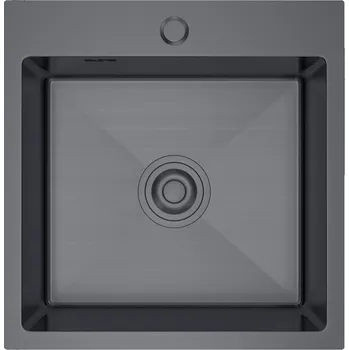 Granitový dřez Erga HD, 1-komorový ocelový dřez 500x450x210 mm, grafitová, ERG-MLS-HD5045B