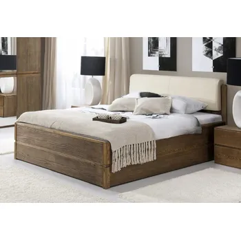 Postel Postel s úložným prostorem Atlanta - dub pálený/krémová koženka 200x200