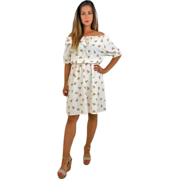 Dámské šaty NOVINKA-Letní šaty Carmen - jemné kvítka - oranžové Velikost: XL