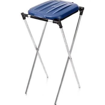 Venkovní odpadkový koš Jedno-stojan na pytel s plastovým víkem – modrý