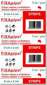 Náplast FIXAplast Textilní náplast s polštářkem 6 x 2 cm 5 ks