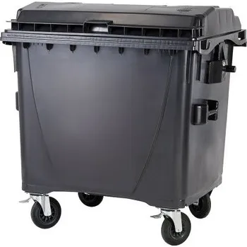 Popelnice Plastový kontejner s plochým víkem 1100 l. - černý