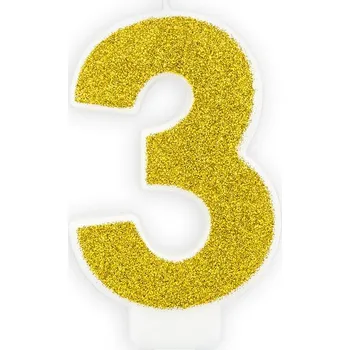 Svíčka Tři zlatá dortová svíčka SCU3-3-019B - Partydeco