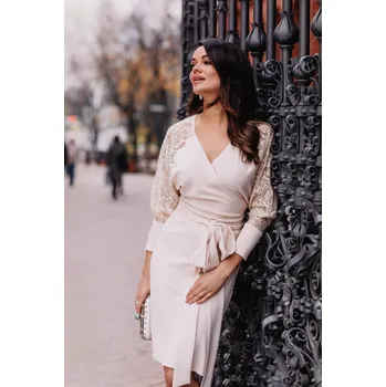 Dámské šaty KARTES MODA šaty dámské KM332-3 40 béžová