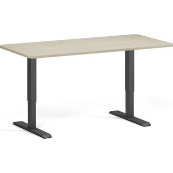 Psací stůl Polohovací stůl se zaoblenými rohy, 160x80 cm, 2 motory, černá podnož, dub přírodní