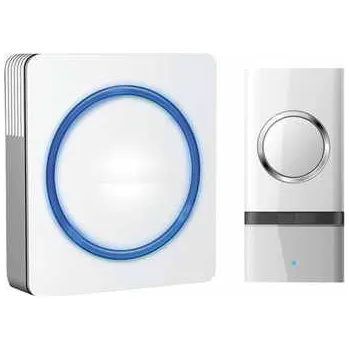 Domovní zvonek SOLIGHT - bezdrátový zvonek bílý, dosah 120m - voděodolný; napájení 230V