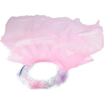 Věneček do vlasů se závojem - 8 růžová sv.