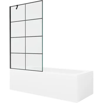 Vana Mexen Vega obdélníková vana 180 x 80 cm s obložením a jednokřídlou zástěnou 100 cm, černý vzor - 550118080X9510007077 Vany se zástěnou