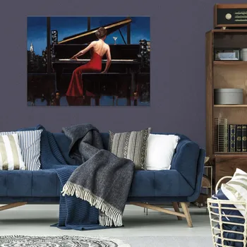 Obraz Postershop Obraz na plátne: Characters City Sky Music Piano - 100x75 cm