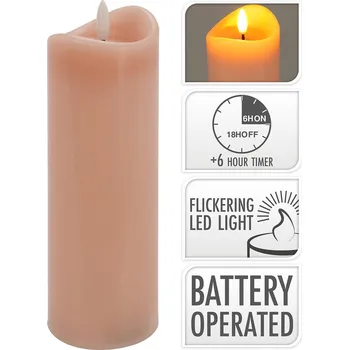 M.A.T. GROUP svíčka LED pr. 7x20cm, blikající plamen, časovač, RŮŽ