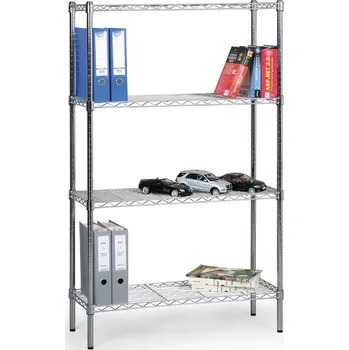 Dílenský regál Chromovaný regál s drátěnými policemi, 1500 x 900 x 350 mm