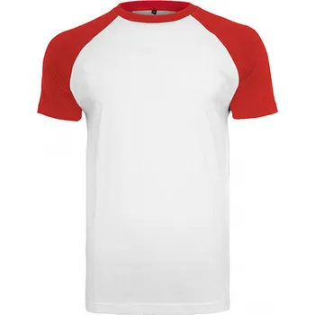 Pánské tričko Pevné raglanové kontrastní tričko krátký rukáv Barva: bílá - červená, Velikost: 3XL BY007