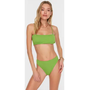 Dámská móda Trendyol Green High Waist Bikini Bottom Trendyol světle zelená 1837754