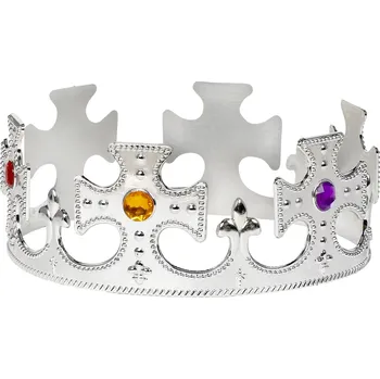 Karnevalový doplněk Amscan Korunka pro krále stříbrná s kamínky
