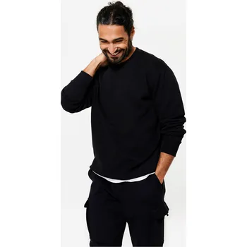 Dámská mikina DOMYOS Pánská meltonová fitness mikina S ČERNÁ