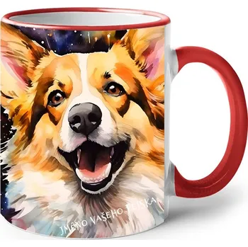 Keramický hrnek Welsh Corgi Pembroke, Barva Červená, Velikost 330 ml, Canvas Keramický hrnek s barevným uchem 2624