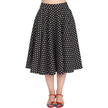 Dámská sukně Banned Retro kolová sukně Polka Dot Days - Black Velikost: XL (UK 16)