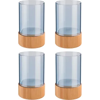 Svícen Sada skleněných svícnů, 4dílná, modrá