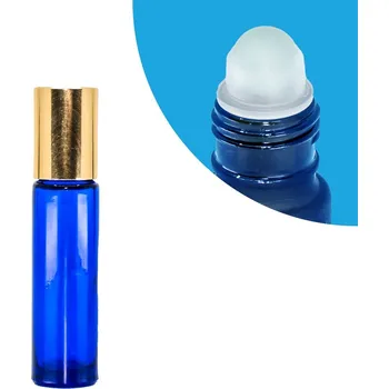 BEWIT Roll-on lahvička modrá lesklá, 10 ml, zlatý uzávěr - 10 ks