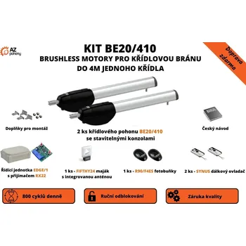 KIT BE20/410 - brushless motory Roger pro křídlovou bránu do 4m jednoho křídla