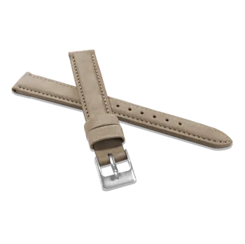 Řemínek na hodinky MINET Světle hnědý prošitý kožený řemínek z jemného nubuku - 16 MSNUC16