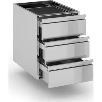 Dílenský stůl Nerezový zásuvkový kontejner, 3 zásuvky, 400 x 560 x 528 mm