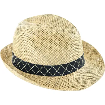 Klobouk Dětský klobouk Vadim, sláma, 55, přírodní, černá G48200055