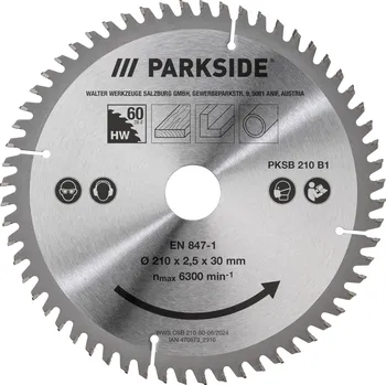 Pilový kotouč PARKSIDE® Pilový kotouč PKSB 210 B1, 210 mm (TRF pilový kotouč, 60 zubů)