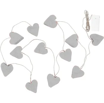 Svatební dekorace Světelný LED řetěz srdíčka bílá - 2m