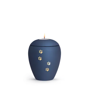 Smuteční dekorace Zvířecí urna Verona Paws se svíčkou - Navy 0,5l