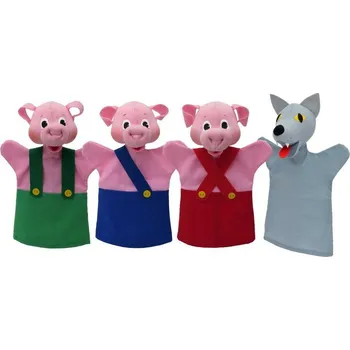 plyšák Sada maňásků v sáčku - Tři prasátka s vlkem