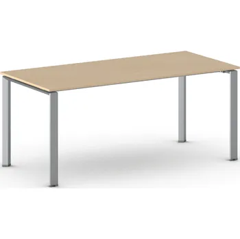 Psací stůl Jednací kancelářský stůl PRIMO INFINITY, 180x90 cm, šedostříbrná podnož, buk
